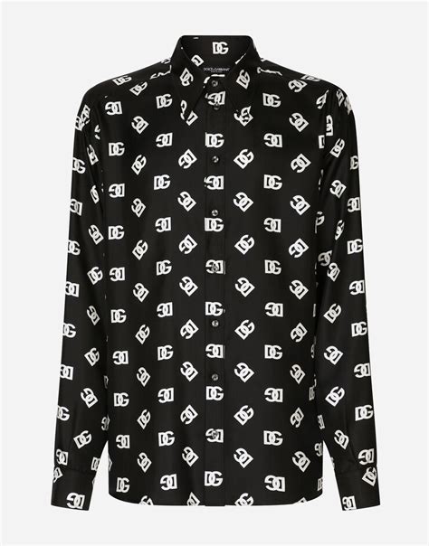 dolce gabbana monogram|Oversize silk twill shirt with DG Monogram print.